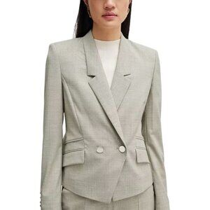 HUGO BOSS Jarinary Wool Double Breasted Gray Blue Glenplaid Tailored Blazer Size